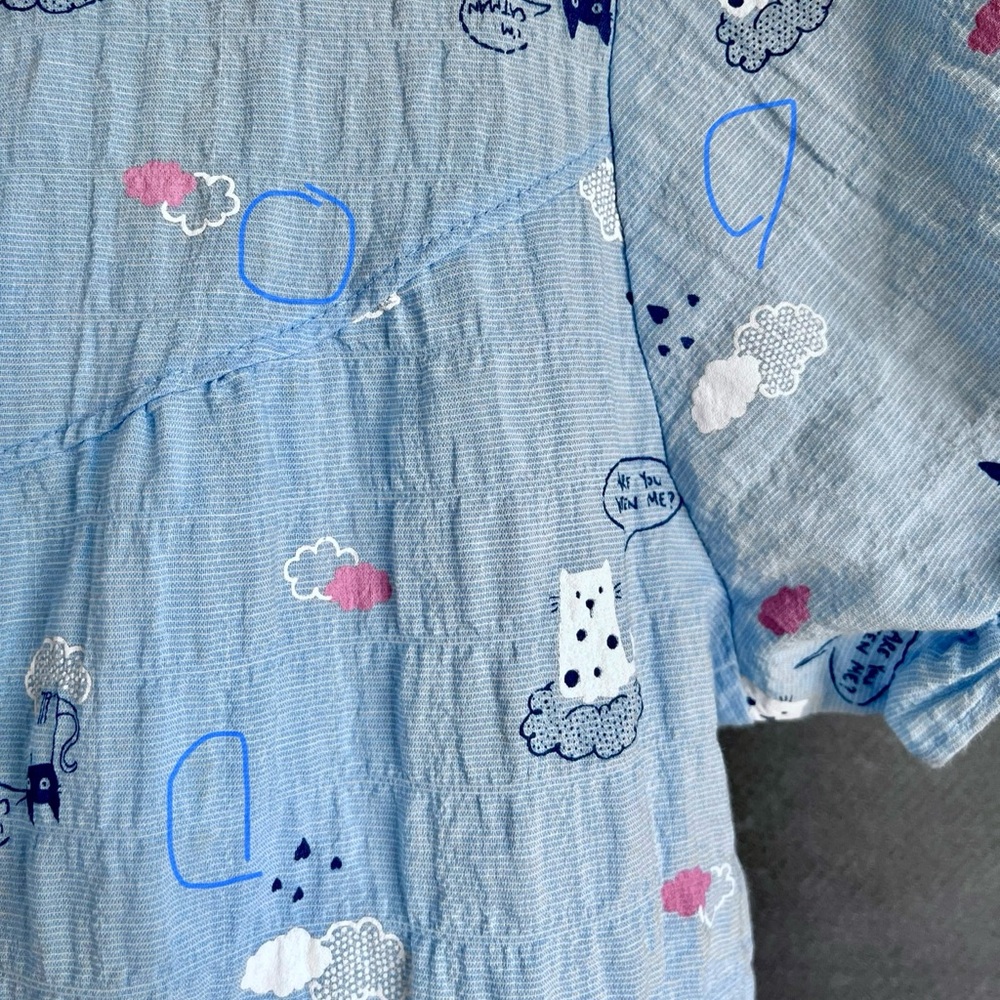 EASYMONG 100% Cotton Cat Pattern Summer Pajama Set - Picture 7 of 7